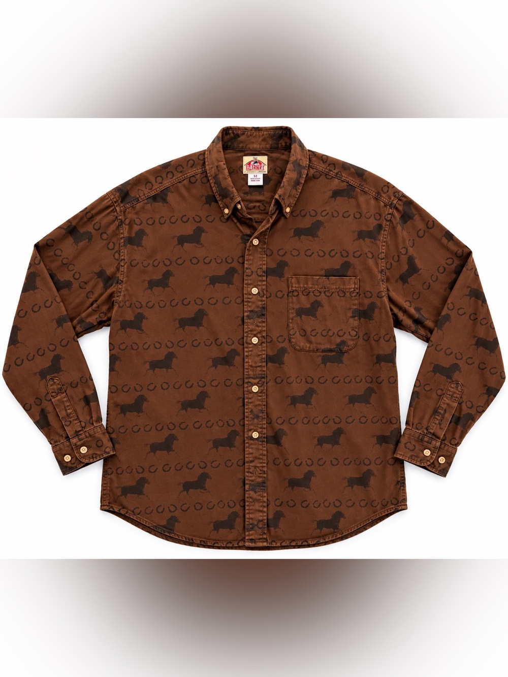 Vintage Barn Fly Brown Patterned Button-Up Made in USA size M